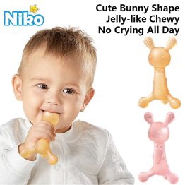 NIKO Baby Teether Rabbit Teething Toys for Newborn Baby Nursing Teether for Baby Food Grade Silicone