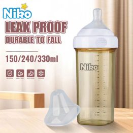 NIKO Baby Feeding Bottle Natural Milk Bottle Wide Caliber Silicone Nipple Drinking Bottle 5oz 8oz 11oz BPA Free