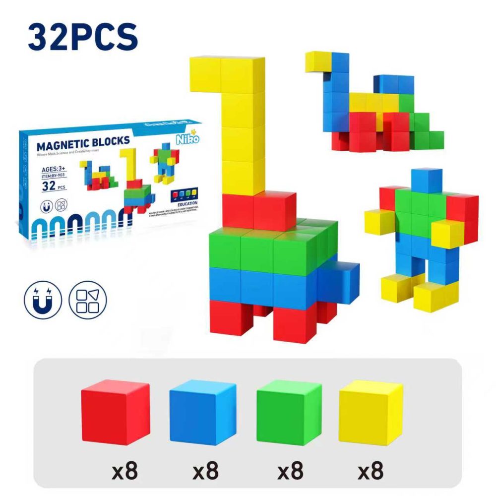 NIKO 32pcs Magnetic Building Blocks Toy Early Educational Toys Magnetic Toys For Kids Toddlers Boys Girls Gifts - Image 2
