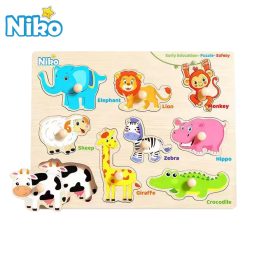 NIKO ABC Letter Digital Puzzle Wooden Toys For Kids Alphabet Number Shape Sorter Jigsaw Board Toys Early Educational Toys