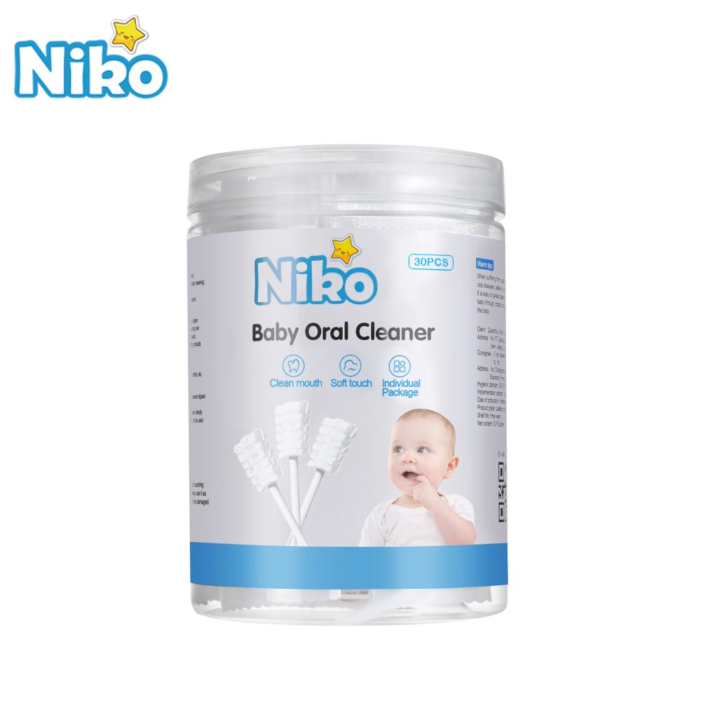 NIKO 30pcs Medical Cotton Swab Gauze Baby Oral Tongue Cleaner Disposable Infant Toothbrush